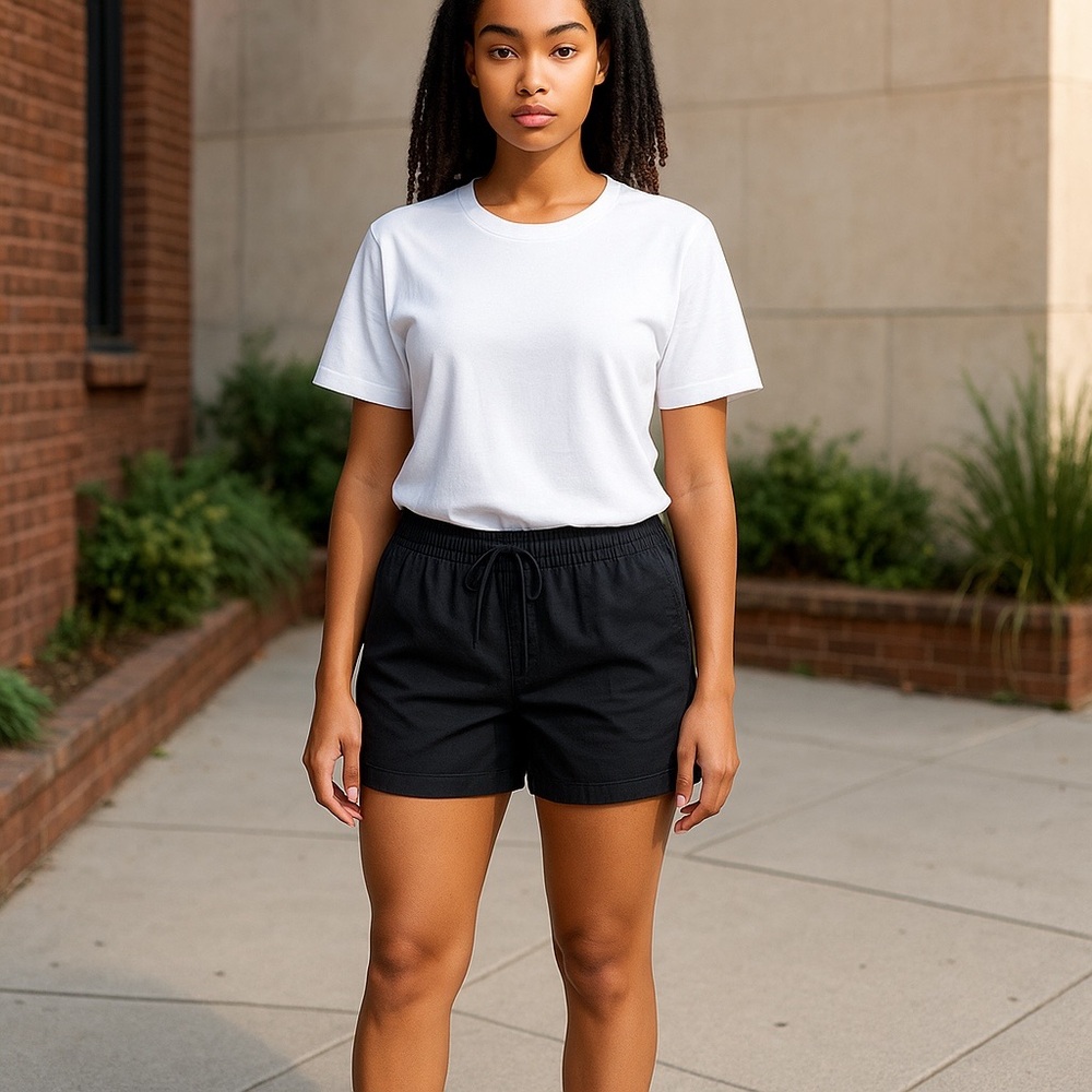Tahari Black Athletic Shorts with Elastic Waistband